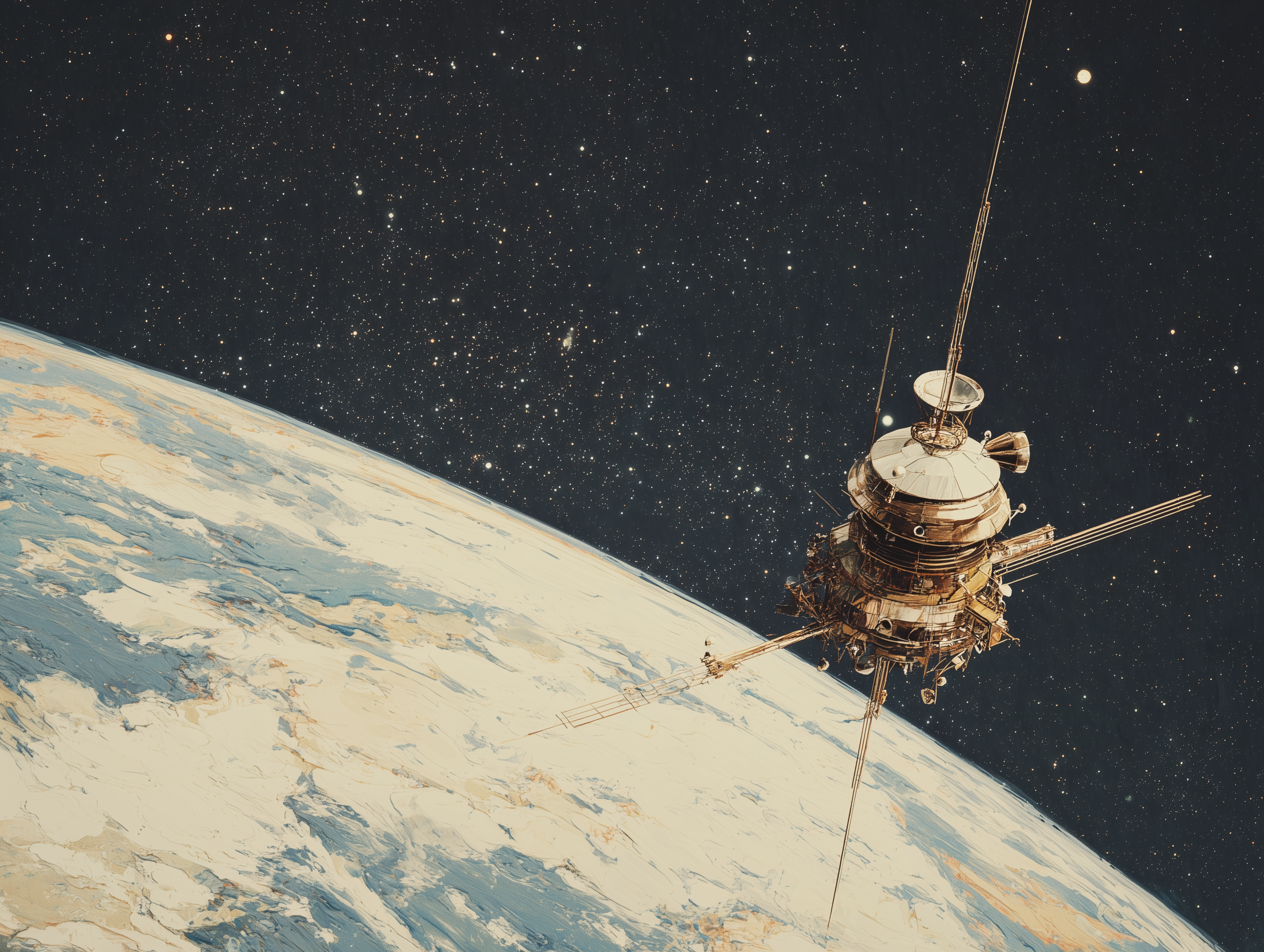 A satellite orbiting Earth